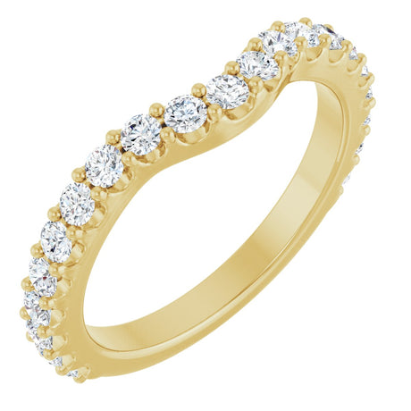 14K Gold Round Lab-Grown Diamond Accented Contour Band – 1.1-3mm Stones - Yellow Gold