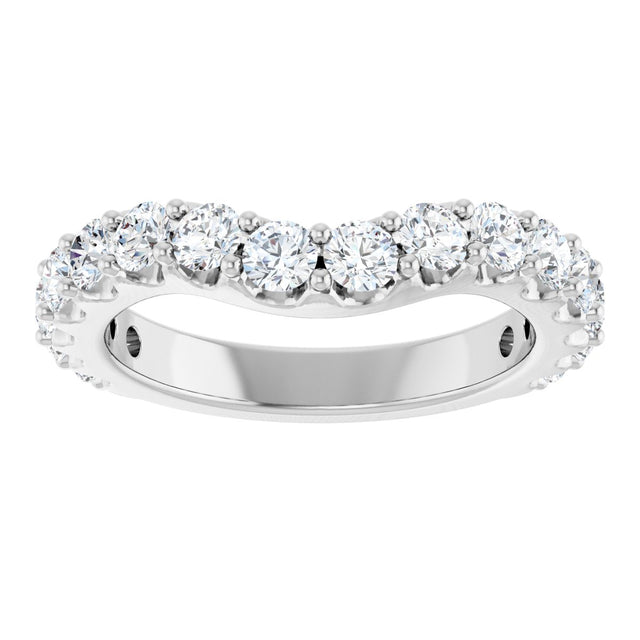 Platinum Round Natural Diamond Accented Contour Band – 1.1-3mm Stones - view 3
