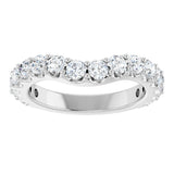 Platinum Round Lab-Grown Diamond Accented Contour Band – 1.1-3mm Stones - view 3
