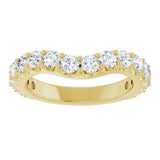 14K Gold Round Natural Diamond Accented Contour Band – 1.1-3mm Stones - Yellow Gold - view 3