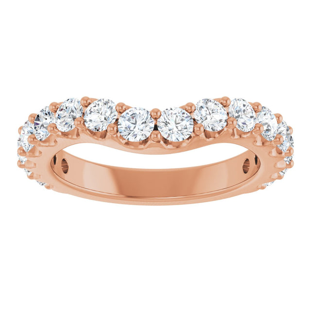 14K Gold Round Lab-Grown Diamond Accented Contour Band – 1.1-3mm Stones - Rose Gold - view 3