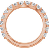 14K Gold Round Natural Diamond Accented Contour Band – 1.1-3mm Stones - Rose Gold - view 2