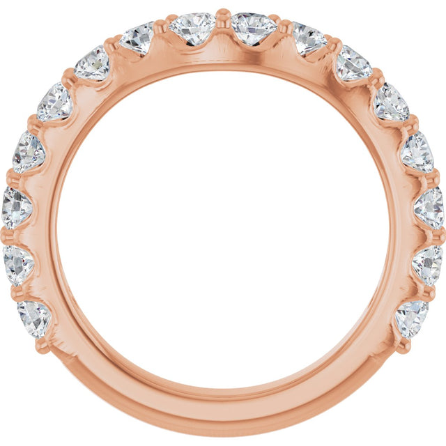 14K Gold Round Natural Diamond Accented Contour Band – 1.1-3mm Stones - Rose Gold - view 2