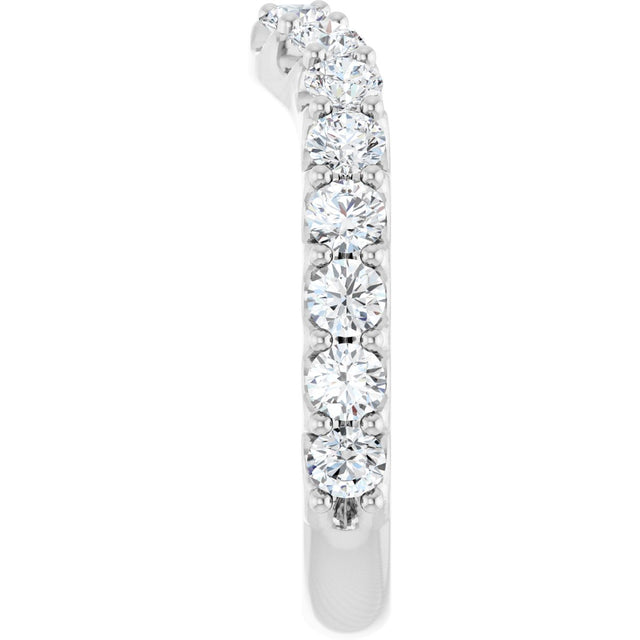 Platinum Round Lab-Grown Diamond Accented Contour Band – 1.1-3mm Stones - view 4