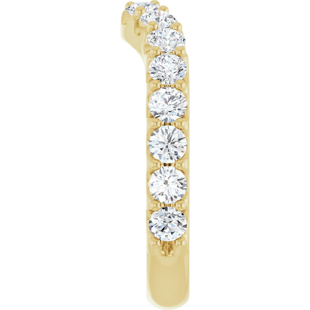 14K Gold Round Lab-Grown Diamond Accented Contour Band – 1.1-3mm Stones - Yellow Gold - view 4