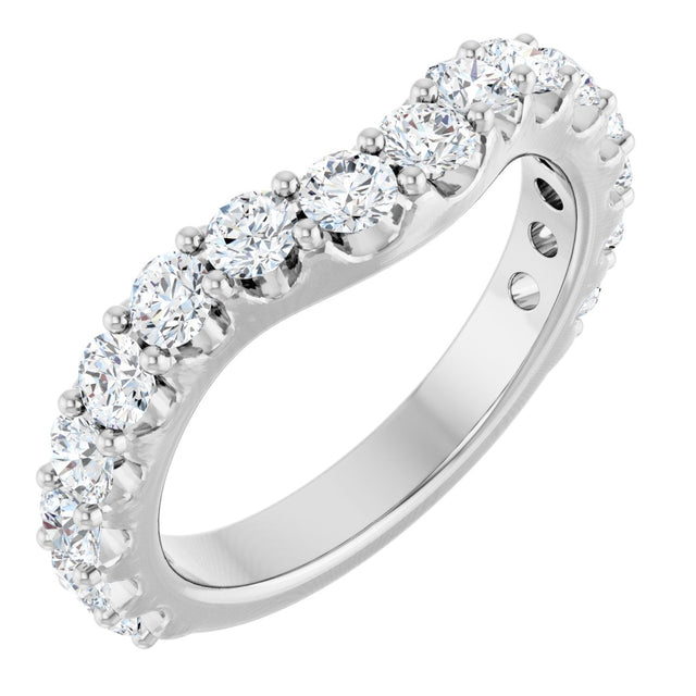 Platinum Round Natural Diamond Accented Contour Band – 1.1-3mm Stones