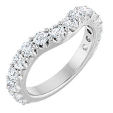 14K Gold Round Natural Diamond Accented Contour Band – 1.1-3mm Stones - White Gold