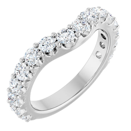 Platinum Round Lab-Grown Diamond Accented Contour Band – 1.1-3mm Stones