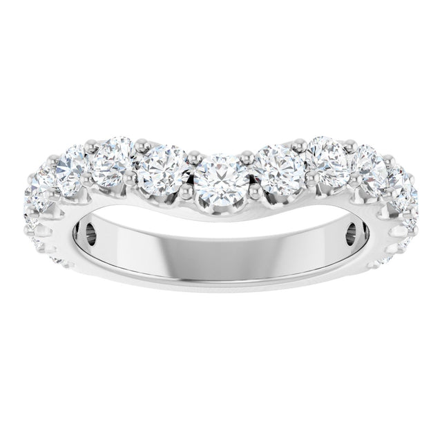 Platinum Round Natural Diamond Accented Contour Band – 1.1-3mm Stones - view 3