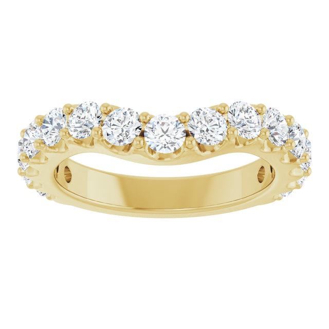 14K Gold Round Lab-Grown Diamond Accented Contour Band – 1.1-3mm Stones - Yellow Gold - view 3