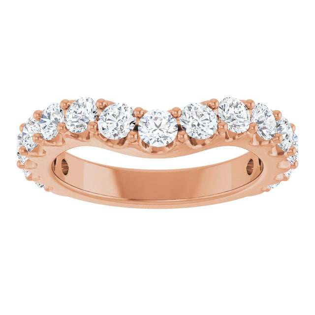 14K Gold Round Lab-Grown Diamond Accented Contour Band – 1.1-3mm Stones - Rose Gold - view 3
