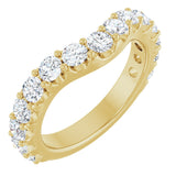 14K Gold Round Natural Diamond Accented Contour Band – 1.1-3mm Stones - Yellow Gold