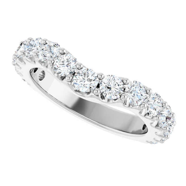 Platinum Round Lab-Grown Diamond Accented Contour Band – 1.1-3mm Stones - view 5