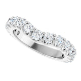 14K Gold Round Lab-Grown Diamond Accented Contour Band – 1.1-3mm Stones - White Gold - view 5