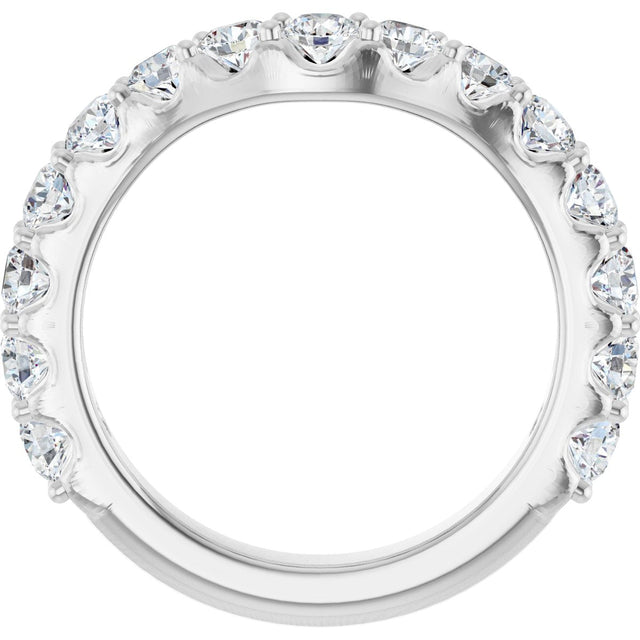 14K Gold Round Lab-Grown Diamond Accented Contour Band – 1.1-3mm Stones - White Gold - view 2