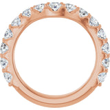 14K Gold Round Natural Diamond Accented Contour Band – 1.1-3mm Stones - Rose Gold - view 2