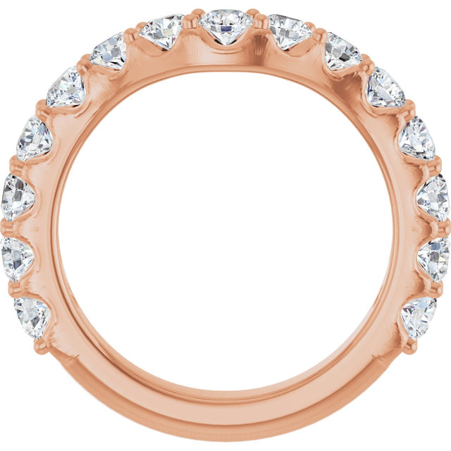 14K Gold Round Lab-Grown Diamond Accented Contour Band – 1.1-3mm Stones - Rose Gold - view 2