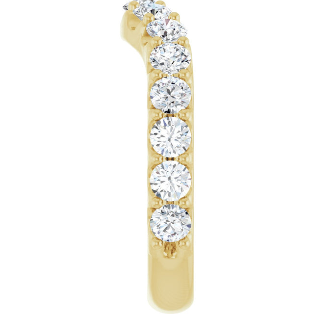14K Gold Round Lab-Grown Diamond Accented Contour Band – 1.1-3mm Stones - Yellow Gold - view 4