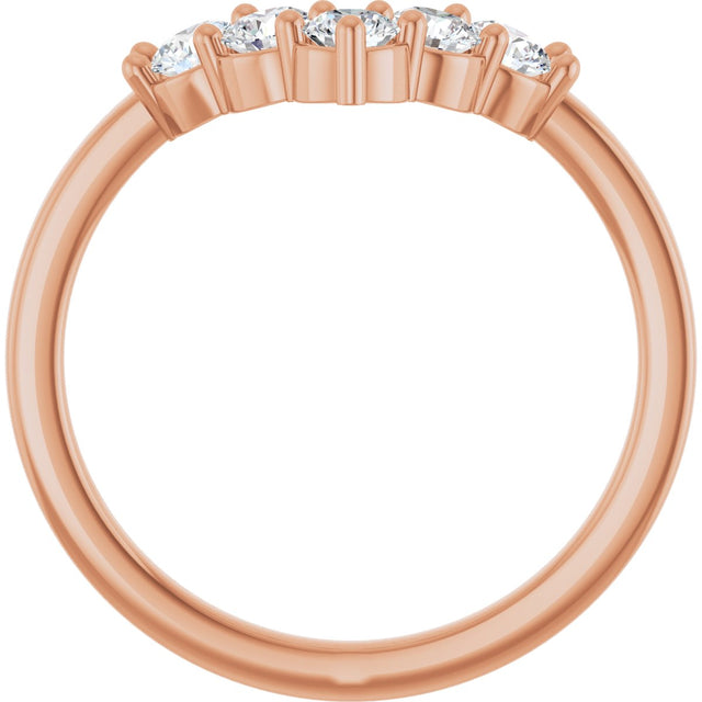 14K Gold Round Lab-Grown Diamond Accented Contour Band - 1/8-1/2 CTW - Rose Gold - view 7