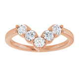 14K Gold Round Natural Diamond Accented Contour Band - 1/8-1/2 CTW - Rose Gold - view 8