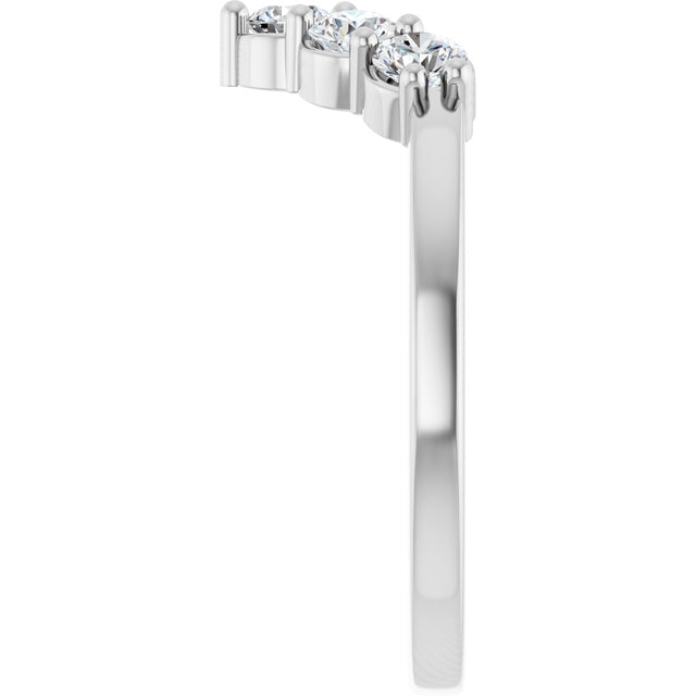 14K Gold Round Lab-Grown Diamond Accented Contour Band - 1/8-1/2 CTW - White Gold - view 9