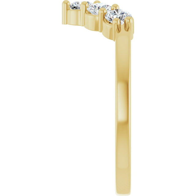 14K Gold Round Lab-Grown Diamond Accented Contour Band - 1/8-1/2 CTW - Yellow Gold - view 9