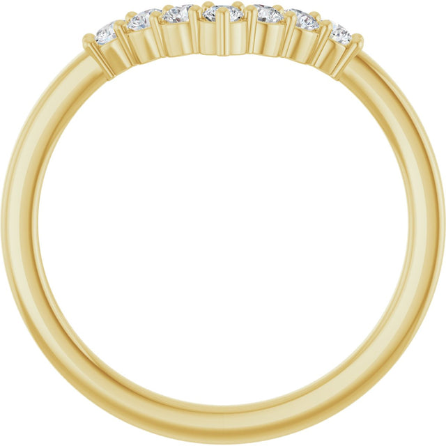 14K Gold Round Lab-Grown Diamond Accented Contour Band - 1/8-1/2 CTW - Yellow Gold - view 7