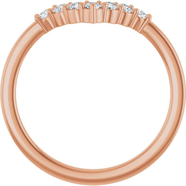 14K Gold Round Lab-Grown Diamond Accented Contour Band - 1/8-1/2 CTW - Rose Gold - view 7