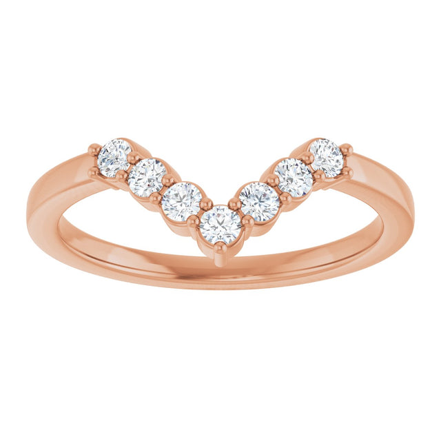 14K Gold Round Lab-Grown Diamond Accented Contour Band - 1/8-1/2 CTW - Rose Gold - view 8