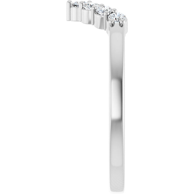 14K Gold Round Lab-Grown Diamond Accented Contour Band - 1/8-1/2 CTW - White Gold - view 9