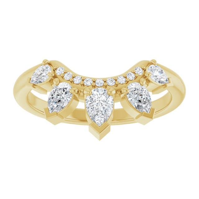 14K Gold Pear Lab-Grown Diamond Contour Band - 1/2 CTW (Style 127091) - Yellow Gold - view 8