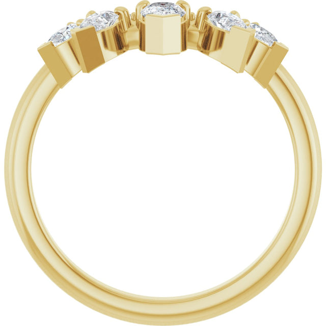 14K Gold Pear Natural Diamond Contour Band - 1/2 CTW (Style 127091) - Yellow Gold - view 7