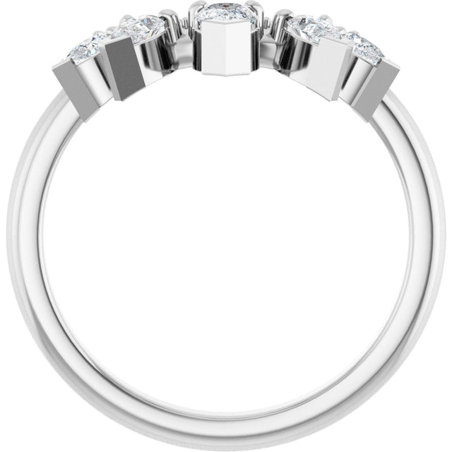 14K Gold Pear Natural Diamond Contour Band - 1/2 CTW (Style 127091) - White Gold - view 7