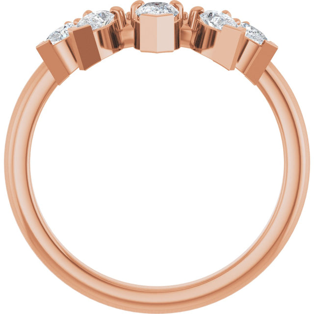 14K Gold Pear Natural Diamond Contour Band - 1/2 CTW (Style 127091) - Rose Gold - view 7