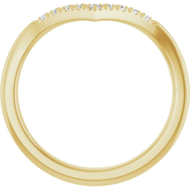 14K Gold Round Lab-Grown Diamond Accented Contour Band - 1/8-1/4 CTW - Yellow Gold - view 7