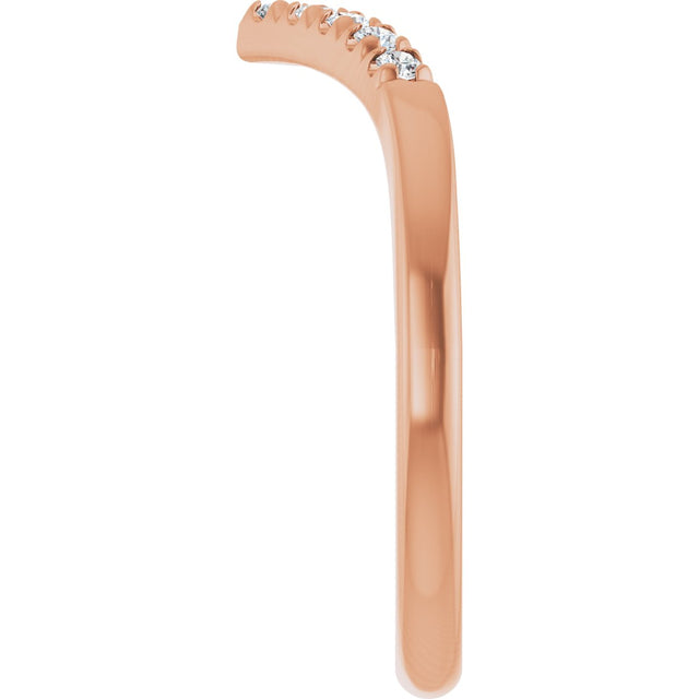 14K Gold Round Natural Diamond Accented Contour Band - 1/10-1/4 CTW - Rose Gold - view 9