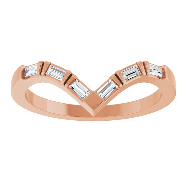 14K Gold Straight Baguette Lab-Grown Diamond Contour Band - 1/6 CTW - Rose Gold - view 8