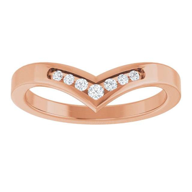 14K Gold Round Lab-Grown Diamond Accented Contour Band - 08 CTW - Rose Gold - view 8