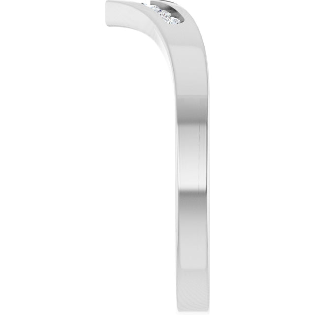 14K Gold Round Lab-Grown Diamond Accented Contour Band - 08 CTW - White Gold - view 9