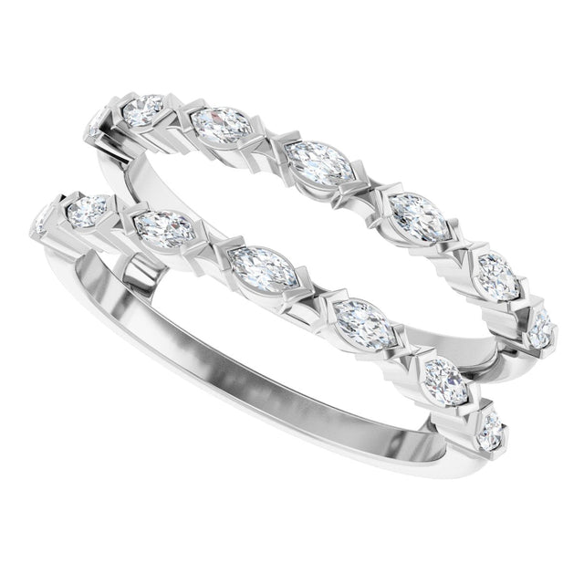14K Gold Marquise Lab-Grown Diamond Accented Ring Guard - 3/8-7/8 CTW - White Gold - view 10