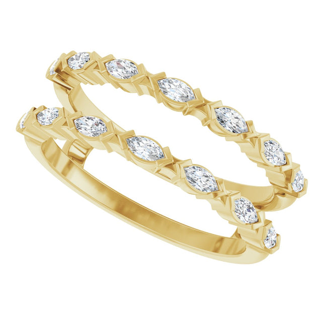 14K Gold Marquise Lab-Grown Diamond Accented Ring Guard - 3/8-7/8 CTW - Yellow Gold - view 10