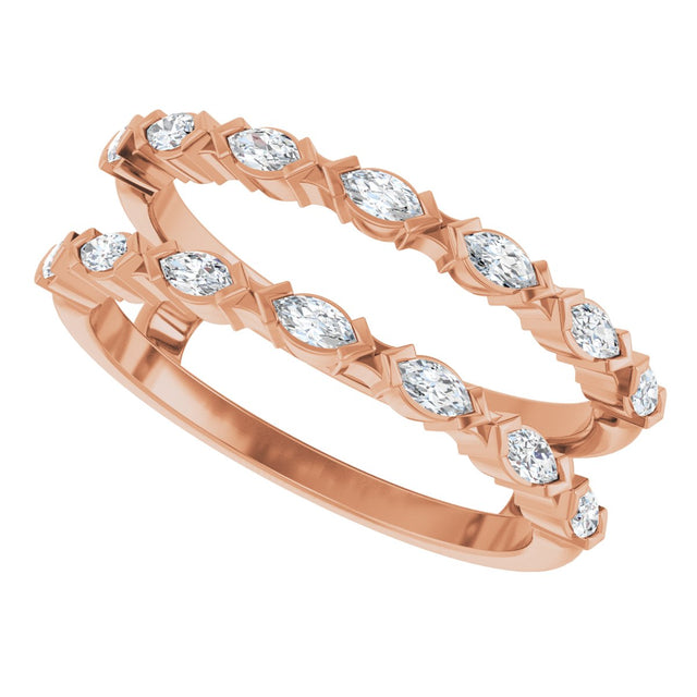 14K Gold Marquise Lab-Grown Diamond Accented Ring Guard - 3/8-7/8 CTW - Rose Gold - view 10