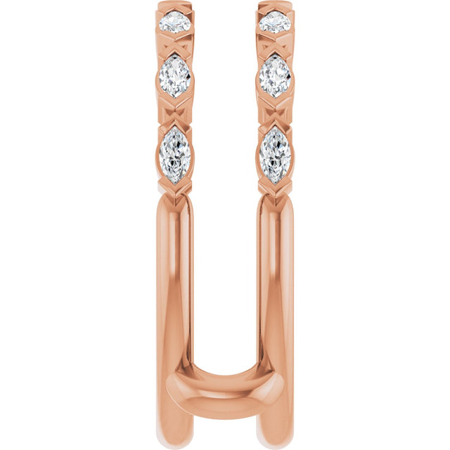 14K Gold Marquise Lab-Grown Diamond Accented Ring Guard - 3/8-7/8 CTW - Rose Gold - view 9
