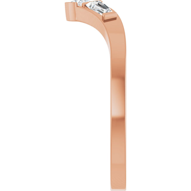 14K Gold Pear Natural Diamond Accented Contour Band - 1/4 CTW - Rose Gold - view 9