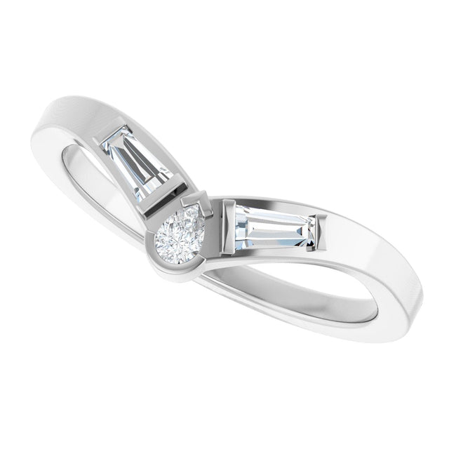 14K Gold Pear Natural Diamond Accented Contour Band - 1/4 CTW - White Gold - view 10