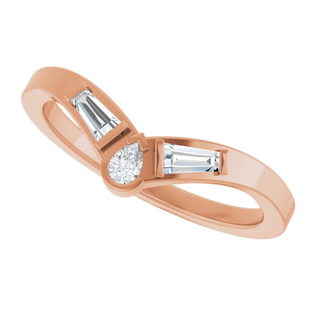 14K Gold Pear Natural Diamond Accented Contour Band - 1/4 CTW - Rose Gold - view 10