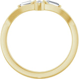 14K Gold Pear Natural Diamond Accented Contour Band - 1/4 CTW - Yellow Gold - view 7