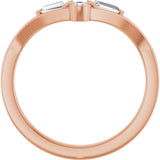 14K Gold Pear Natural Diamond Accented Contour Band - 1/4 CTW - Rose Gold - view 7