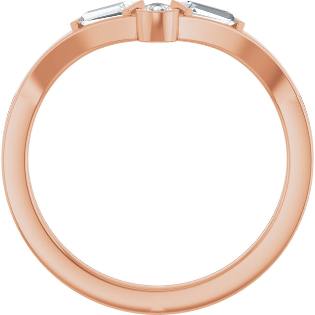 14K Gold Pear Natural Diamond Accented Contour Band - 1/4 CTW - Rose Gold - view 7