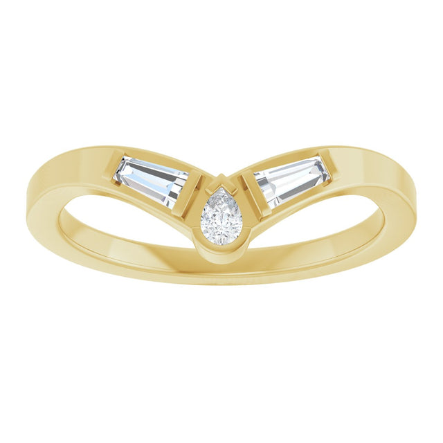 14K Gold Pear Natural Diamond Accented Contour Band - 1/4 CTW - Yellow Gold - view 8